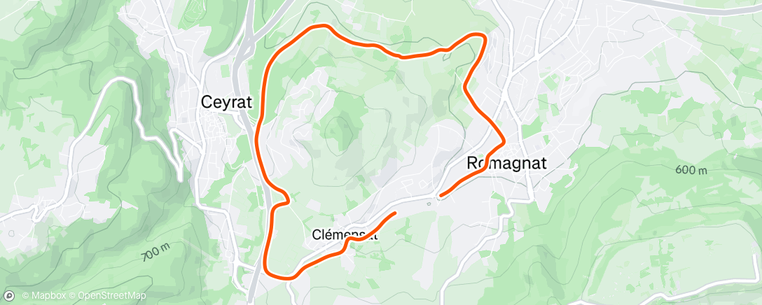 Map of the activity, Running after work