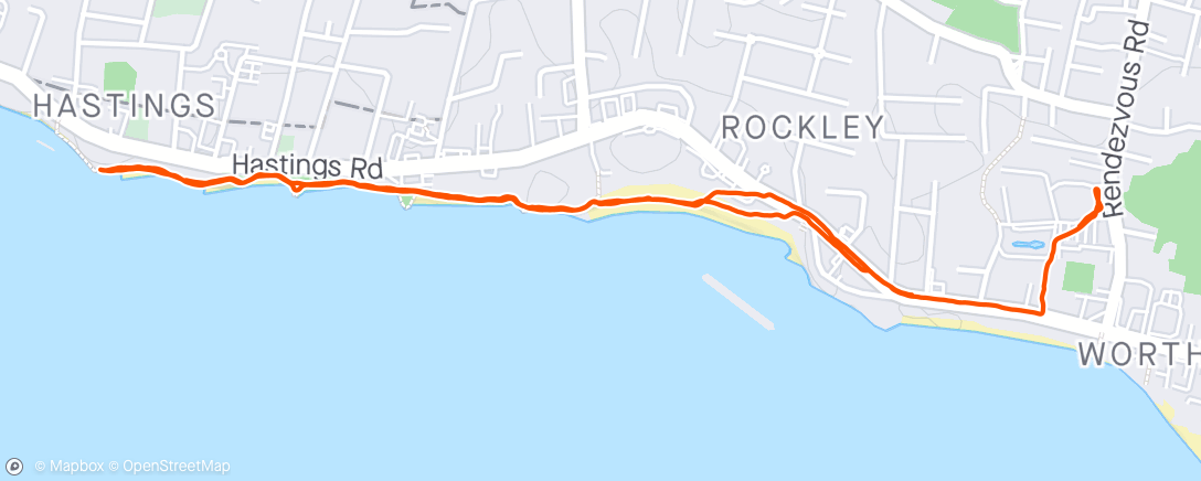 Mapa da atividade, Barbados beach stroll