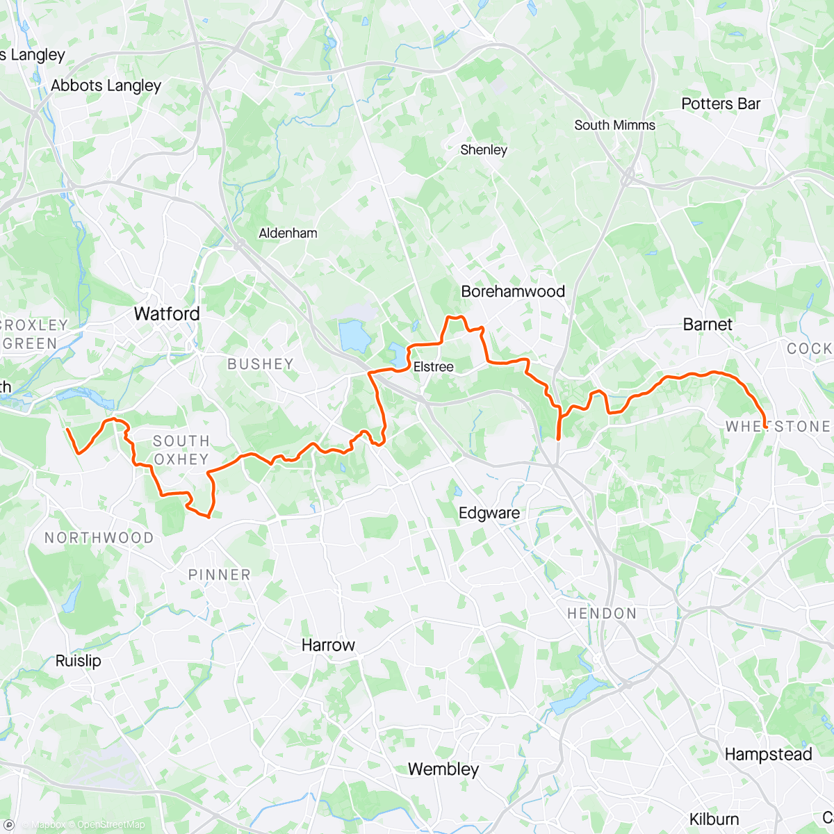 アクティビティ「London Loop - Moor Park to Totteridge」の地図
