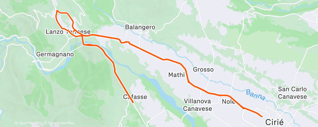 Map of the activity, Pedalata dell'ora di pranzo