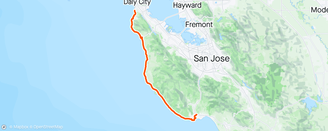 Map of the activity, PC day 21: 70 F ☀️ + 20 mph tailwind