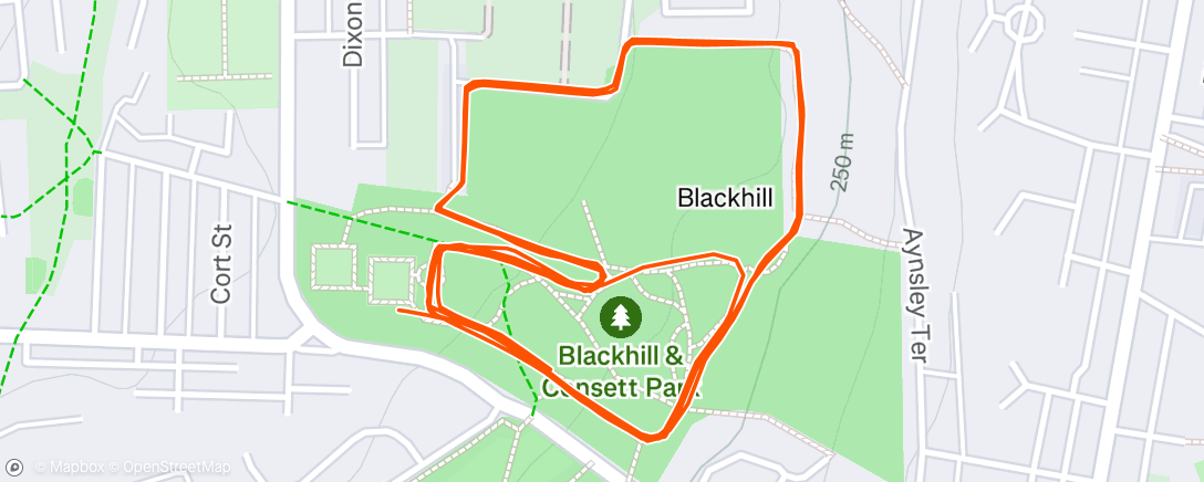 Mapa de la actividad (Blackhill Parkrun)