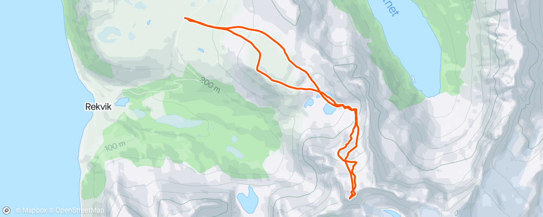 Map of the activity, Bootpack up, ski naked down