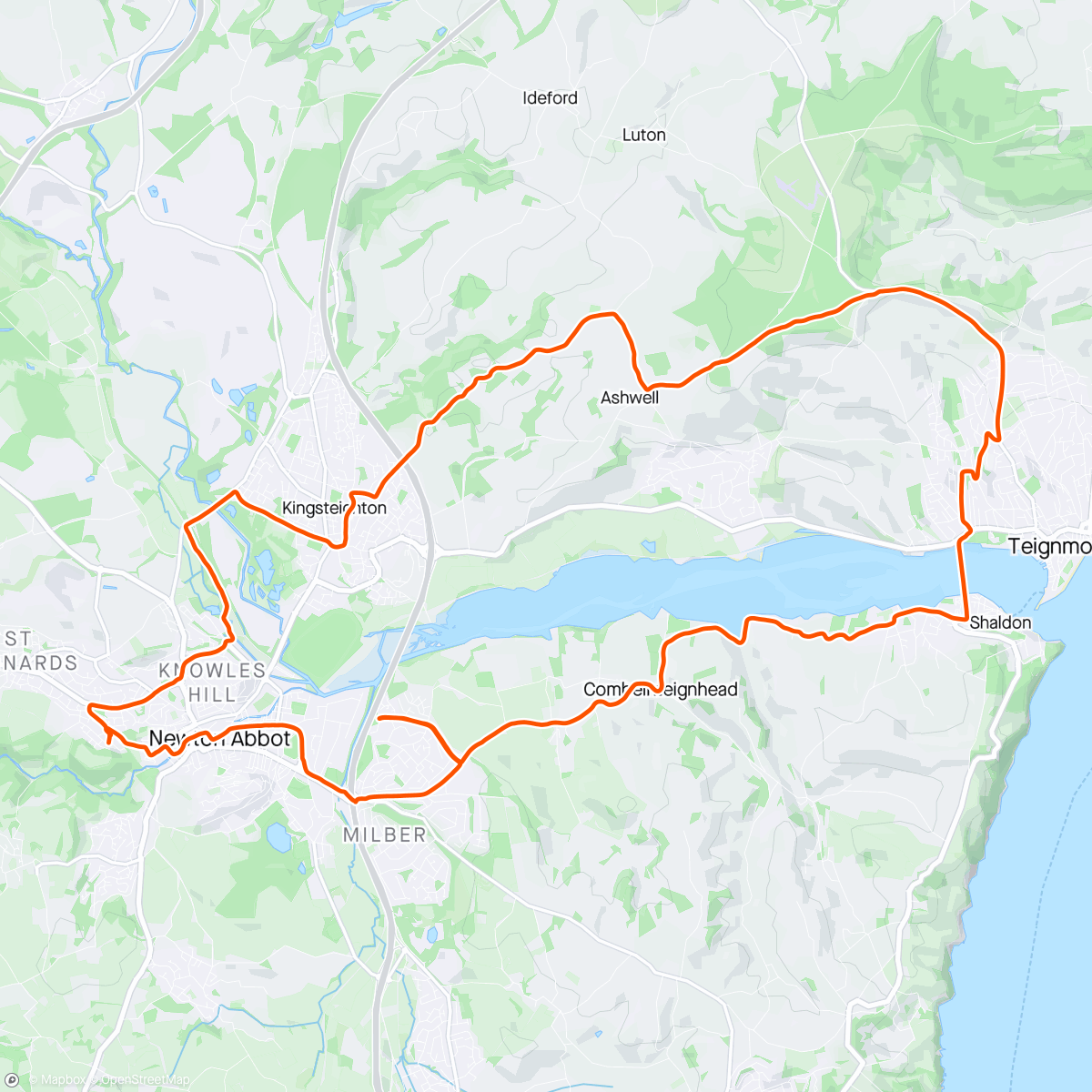 Map of the activity, Windy Teignmouth loop on the Gravel bike