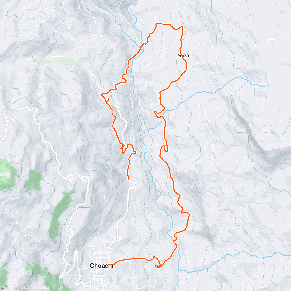 Map of the activity, Termales-Quiuza-Las Aguadas-Maza-Chivate-Alto de la virgen-Choachí