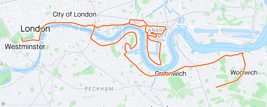Map of the activity, London Marathon