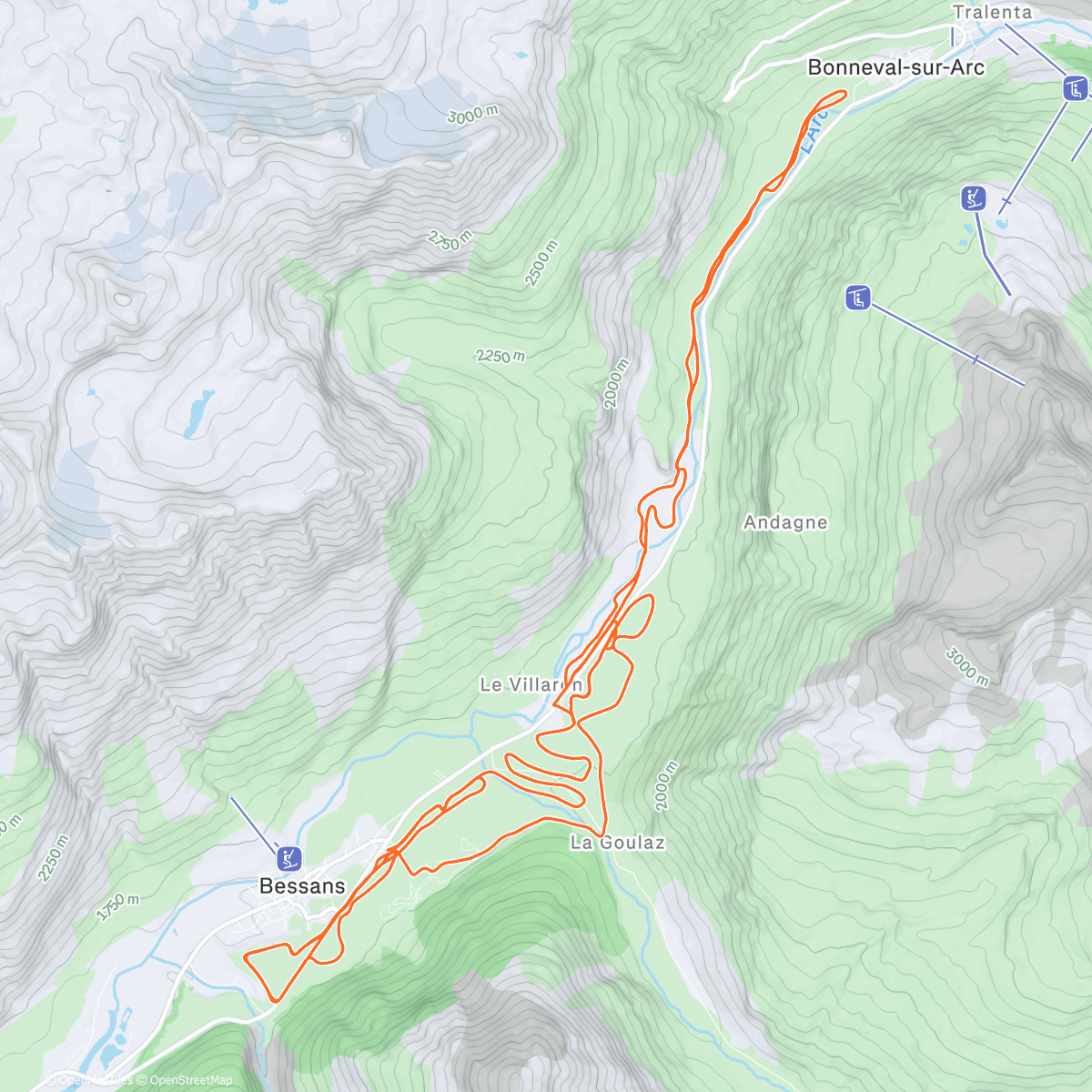 Карта физической активности (XC Skiing2025#21 - Bessans)