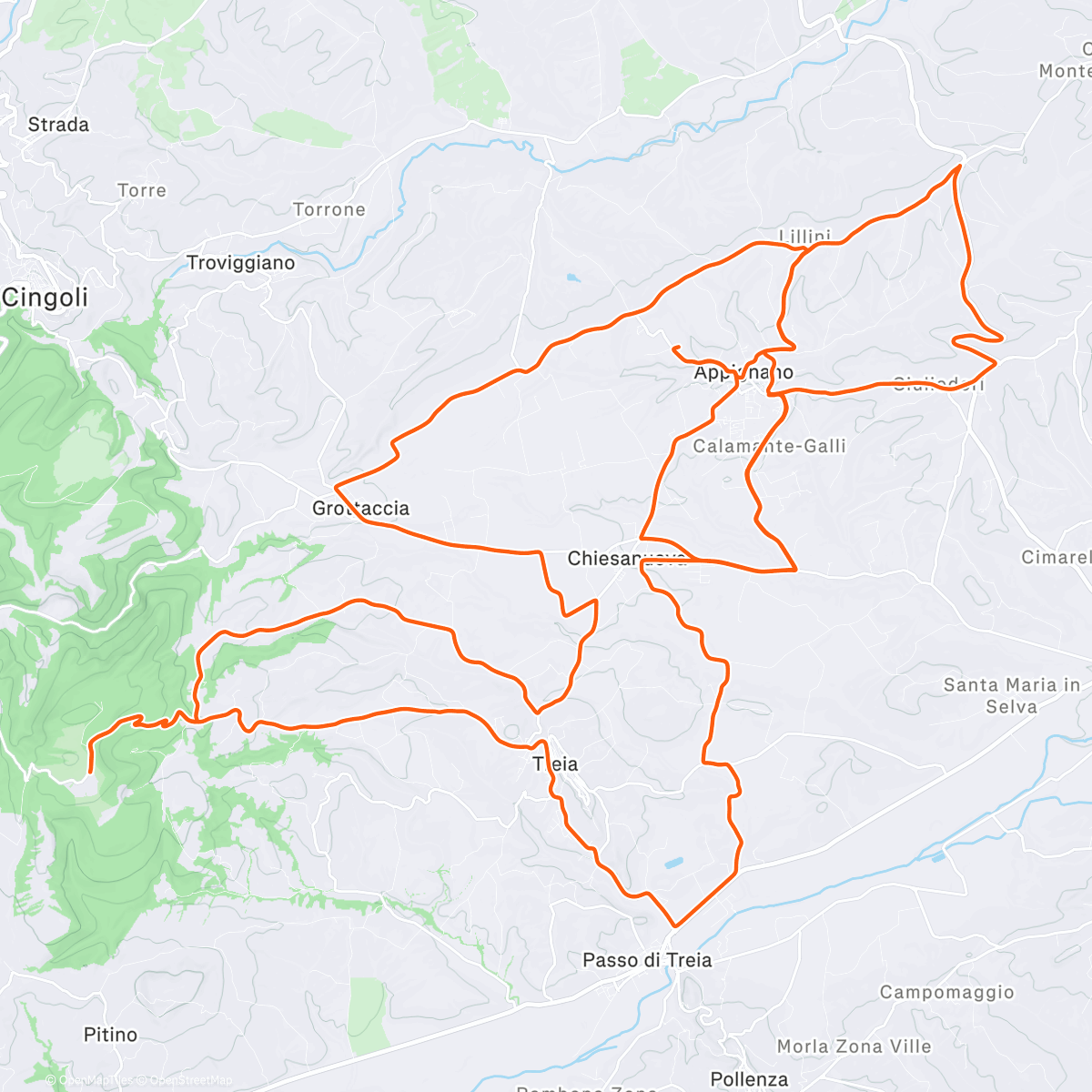 Map of the activity, Pedalata mattutina