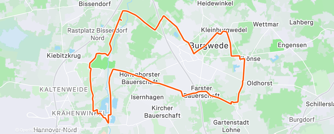 Map of the activity, Gravel-Fahrt am Nachmittag