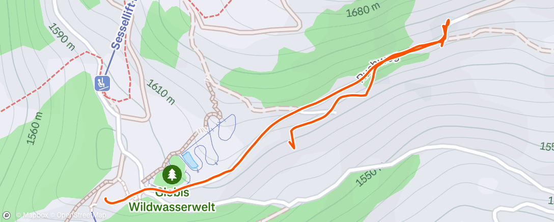 Map of the activity, Afternoon Hike