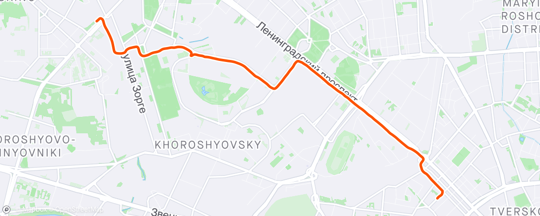 Map of the activity, Тренировка (ночь)