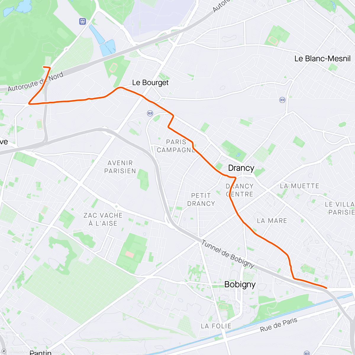 Map of the activity, Kinomap - 🚴 Cycling in the north-eastern suburbs of Paris  🚴