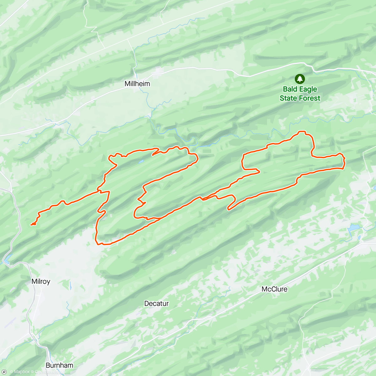 Map of the activity, Bald Eagle Gravel Race