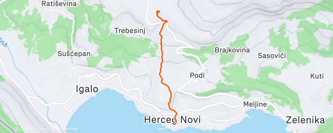 Map of the activity, Solo trail to Tajno brdo. 7,5 km, D+450 m