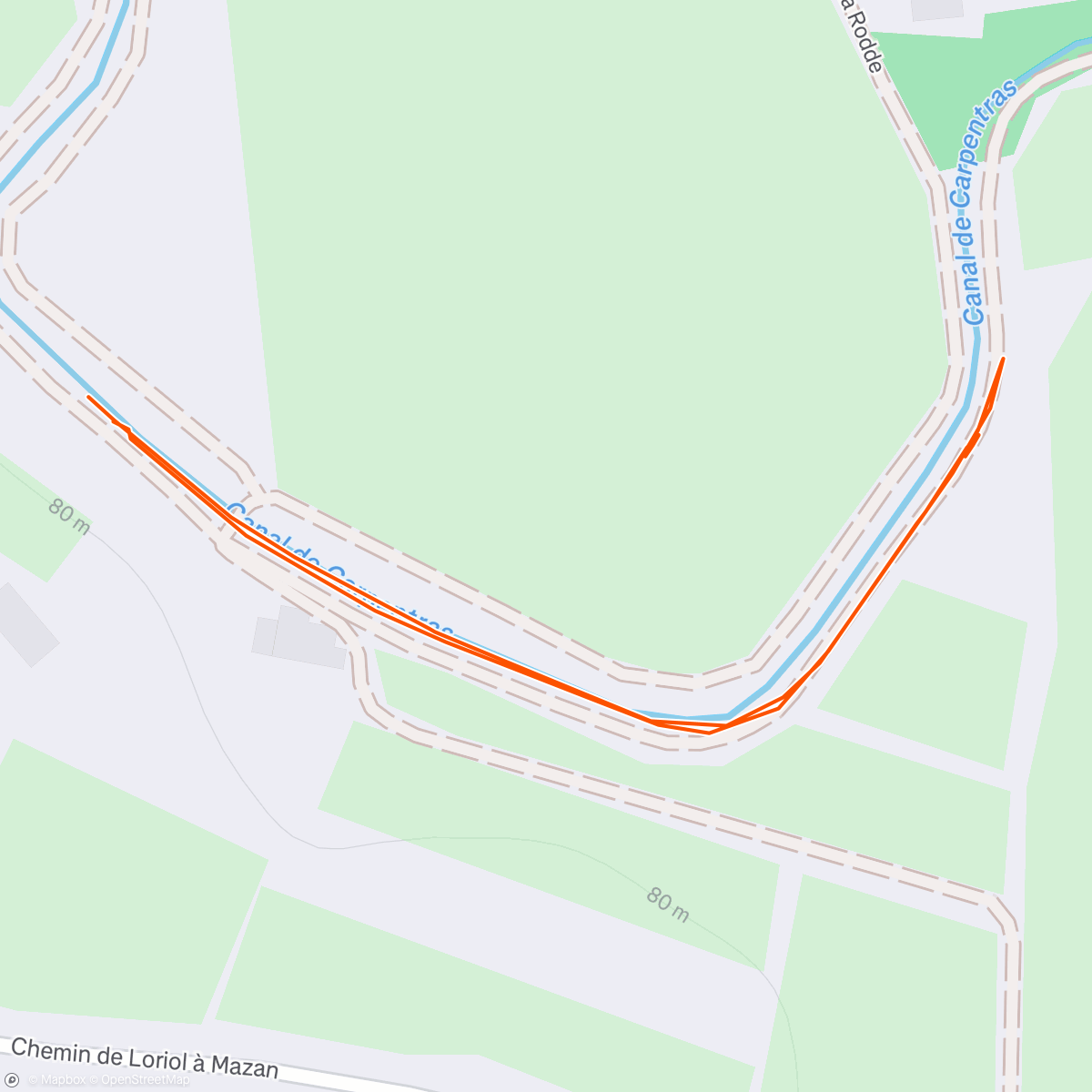 Map of the activity, Evening Doggy-Run 🐕🐕🐕 Le long du Canal de Carpentras 🌅🕊️🤩