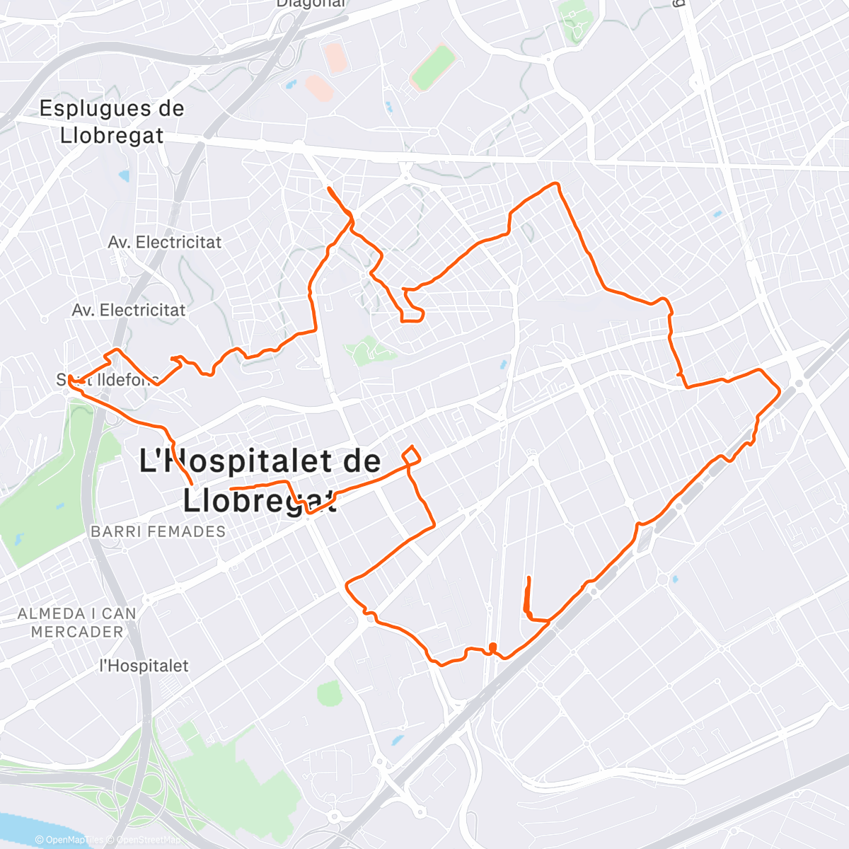 Карта физической активности (Ruta arboles de navidad de Hospitalet)