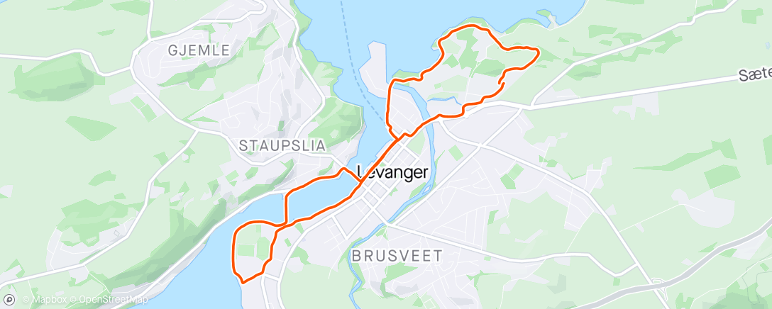Map of the activity, Loffe rundt i Levanger mens Adrian er på dubbing