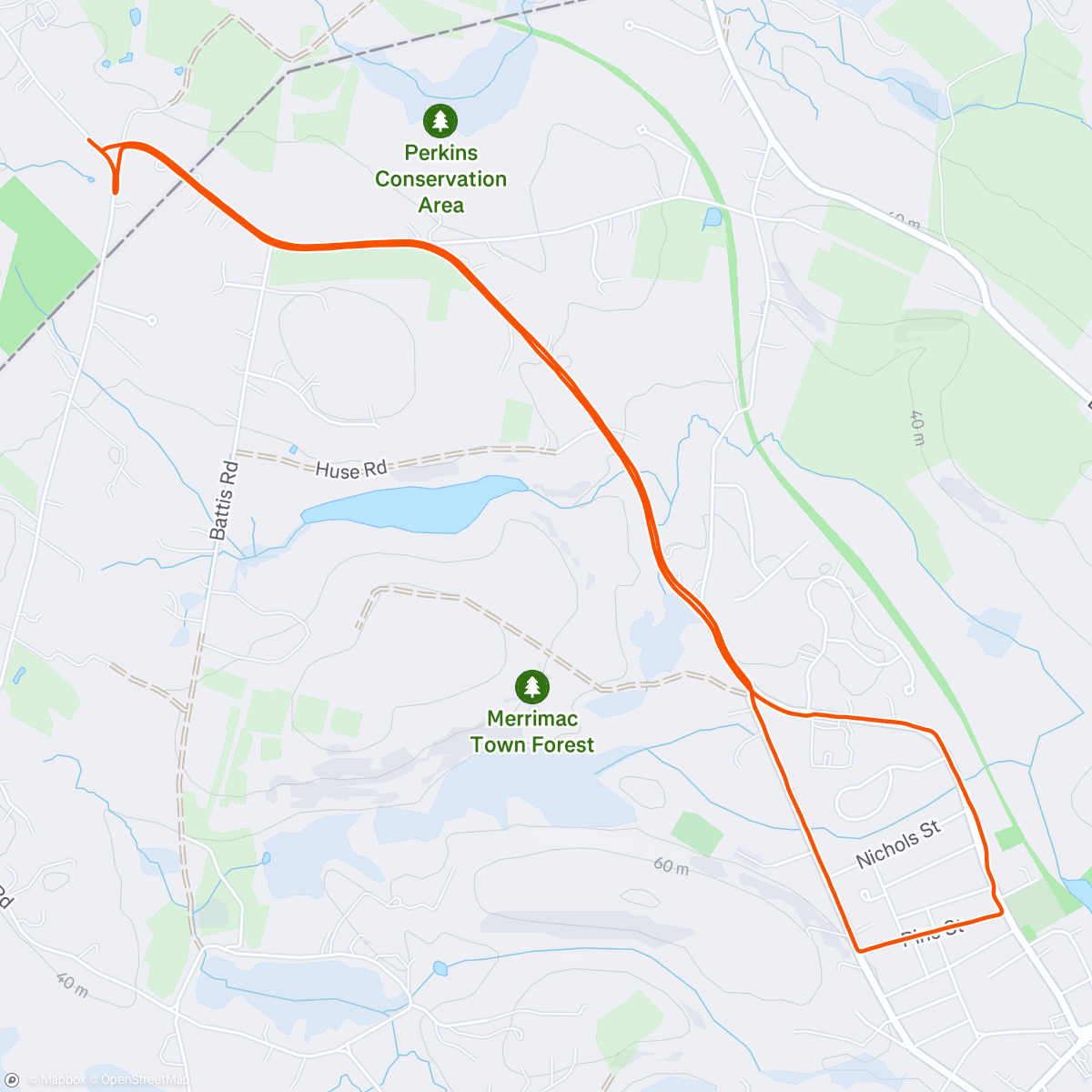 Map of the activity, Tempo run (5–6 miles @ 6:50–7:00/mi)