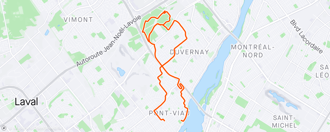 Map of the activity, Course à pied le matin