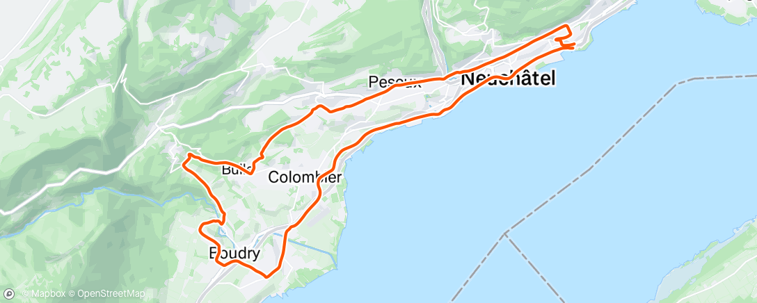 Map of the activity, Sortie vélo en soirée