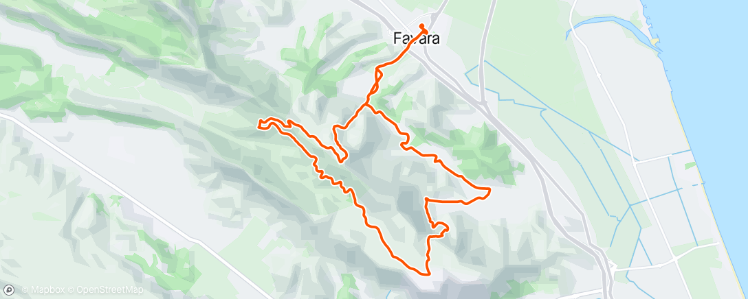 Map of the activity, Carrera de montaña por la tarde a ritmo alegre 😊