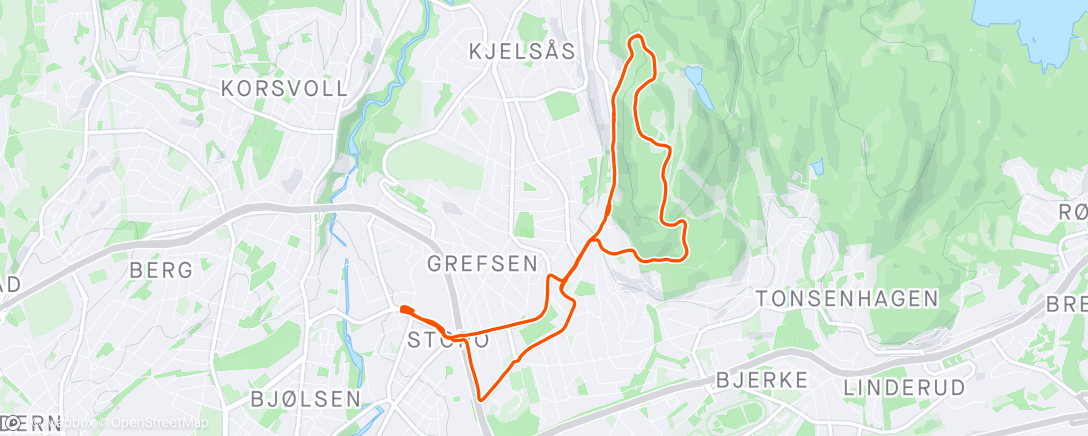 Map of the activity, Grefsenkollen 4x5min