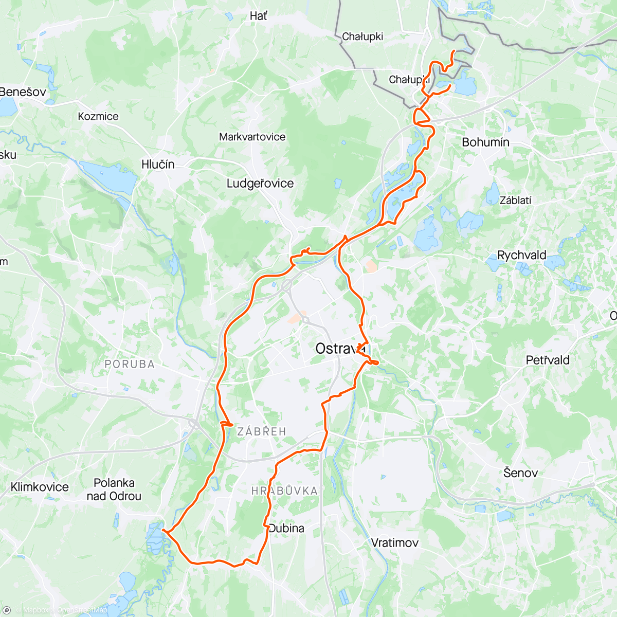 Mapa de la actividad, Bohumin - Dolni Vitkowice - Bohumin