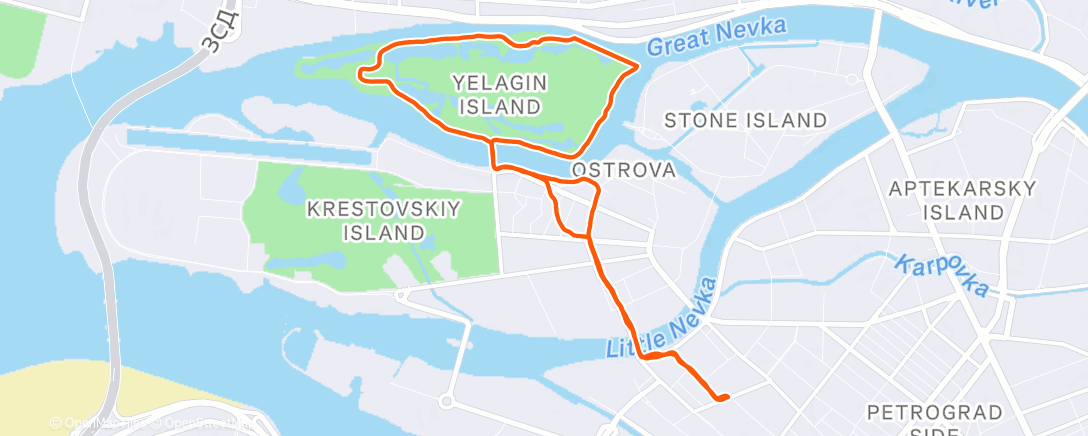 Map of the activity, Вечерний забег