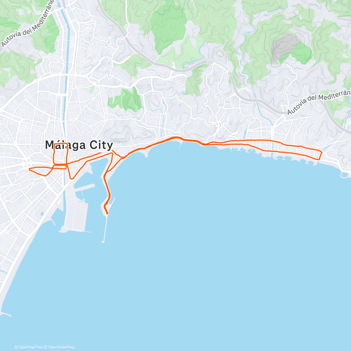 Map of the activity, Half marathon Málaga