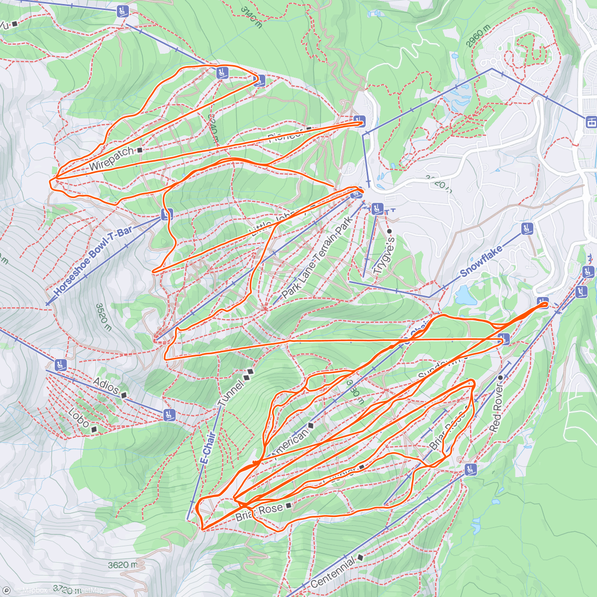 Map of the activity, Snowboarding at Breckenridge