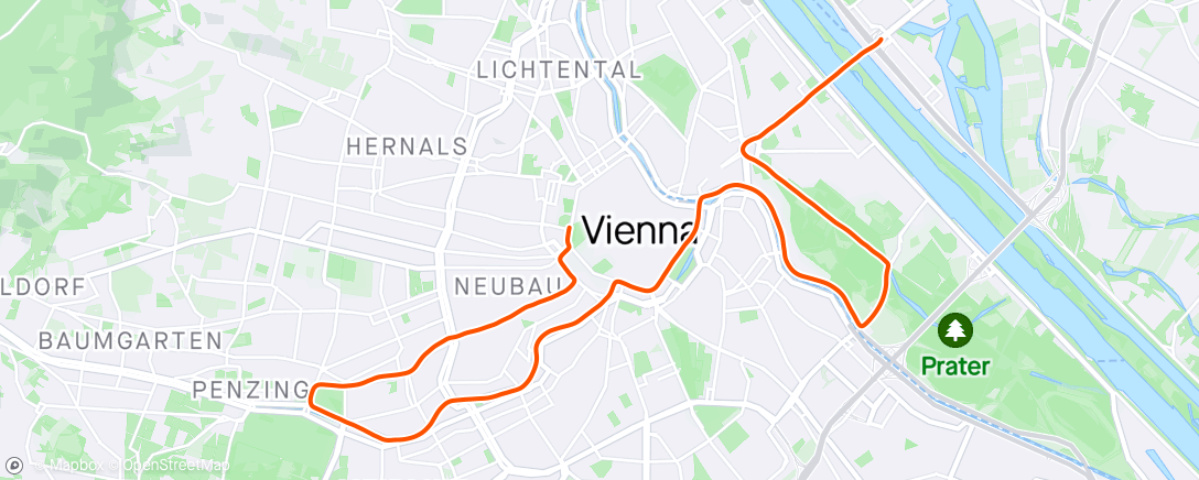 Map of the activity, Vienna Half Marathon!