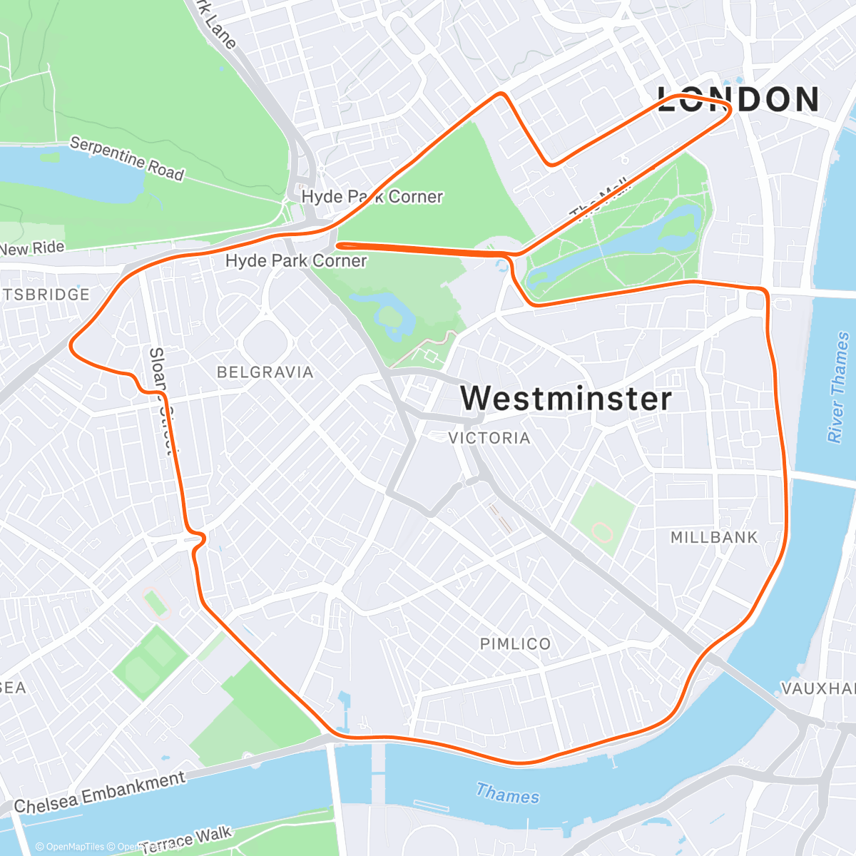 Map of the activity, Zwift - LOX on Greater London Flat in London