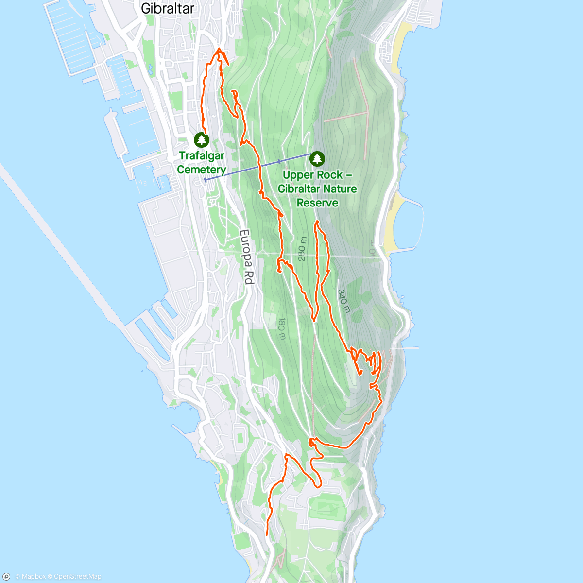 Map of the activity, Randonnée Gibraltar's rock - Gibraltar 🇬🇧