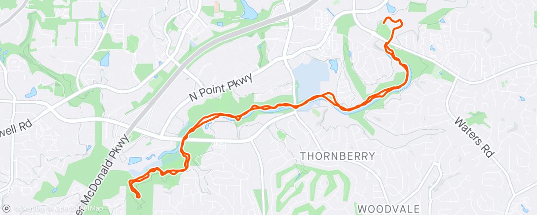 Map of the activity, Big Creek Greenway with Ethan