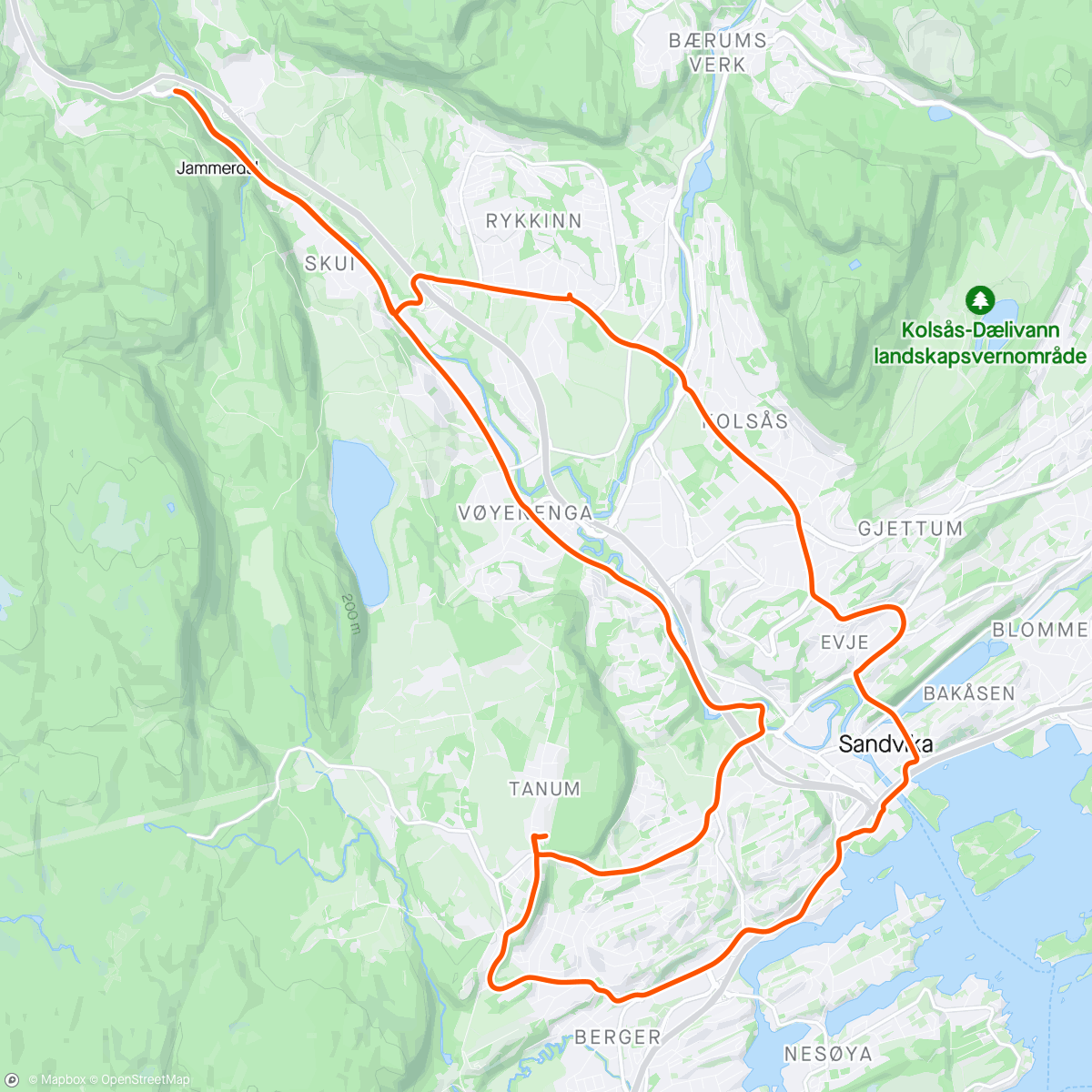Map of the activity, Kveldstrill innom for å heie på Jardartrollet