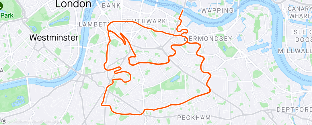Map of the activity, Zwift - Extended Over Unders in London