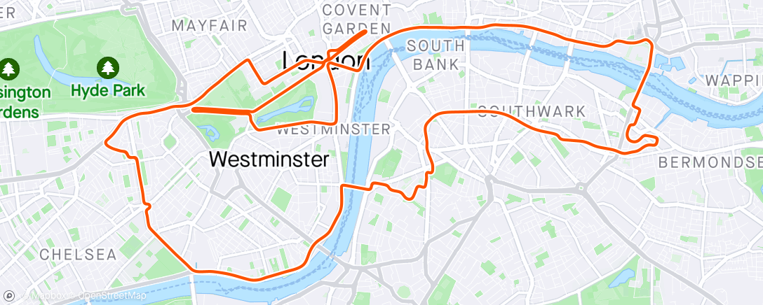 Mapa da atividade, Zwift - Greatest London Flat in London