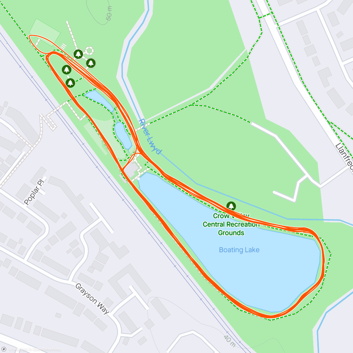 Map of the activity, Drop-sets (1.2km to 200m)