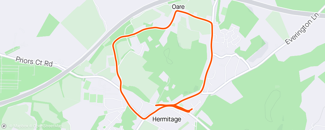 Map of the activity, Hermitage run with Clare