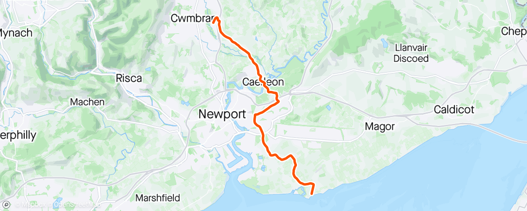 Map of the activity, Ride back from TT