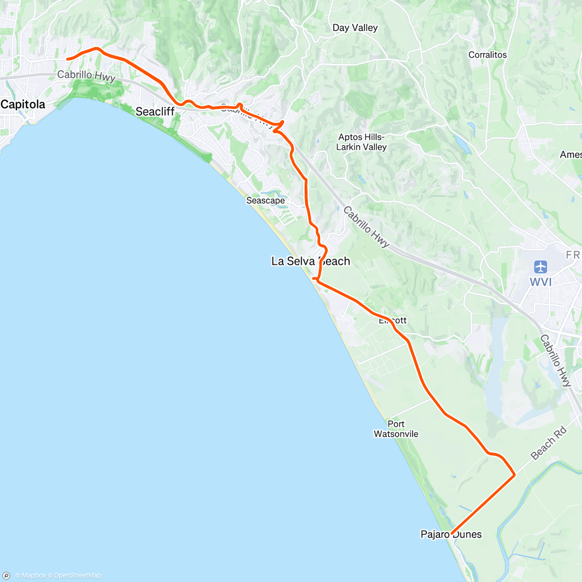 Map of the activity, Christmas Morning Ride