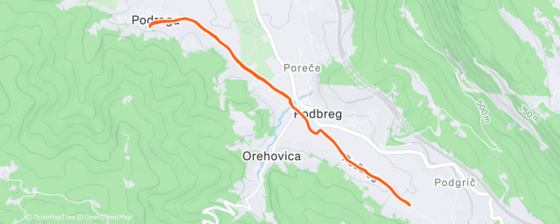 Map of the activity, Afternoon Run