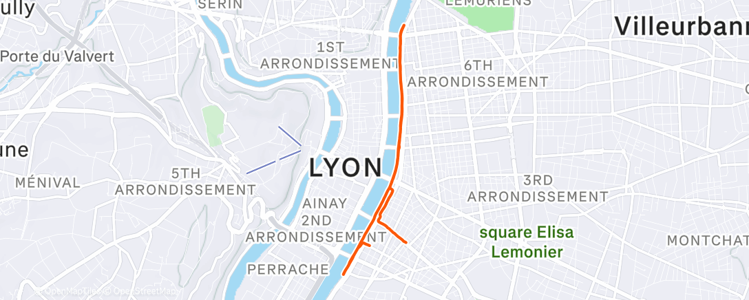 Map of the activity, Course à pied du midi