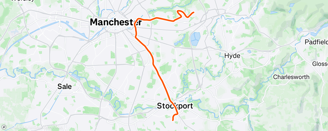 Map of the activity, Ride to work for my day shift. Steady, just enjoying the traffic free roads