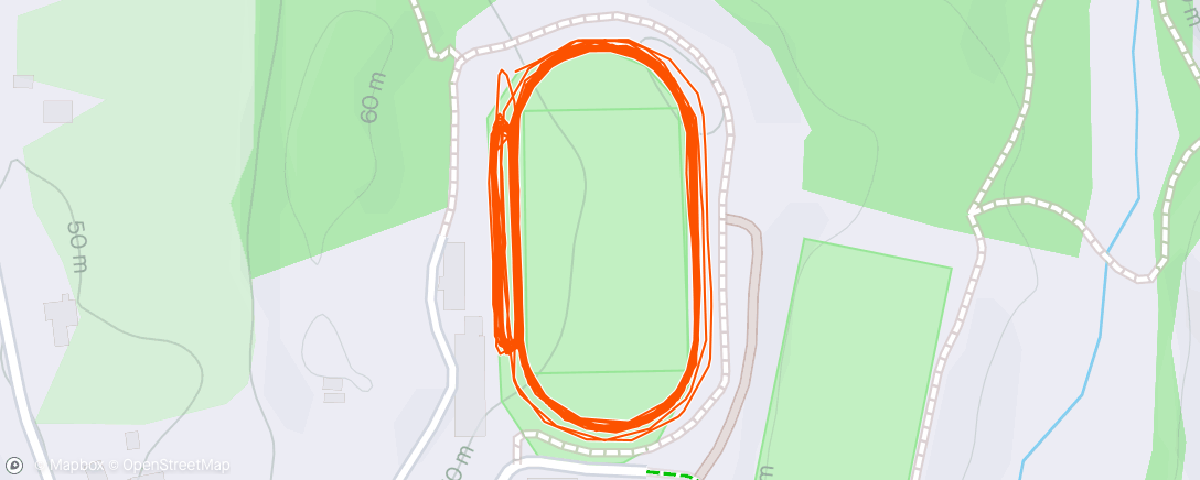 Map of the activity, 12x400m, p 200m