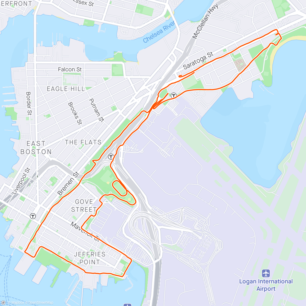 Map of the activity, East Boston 10K Shakeout!