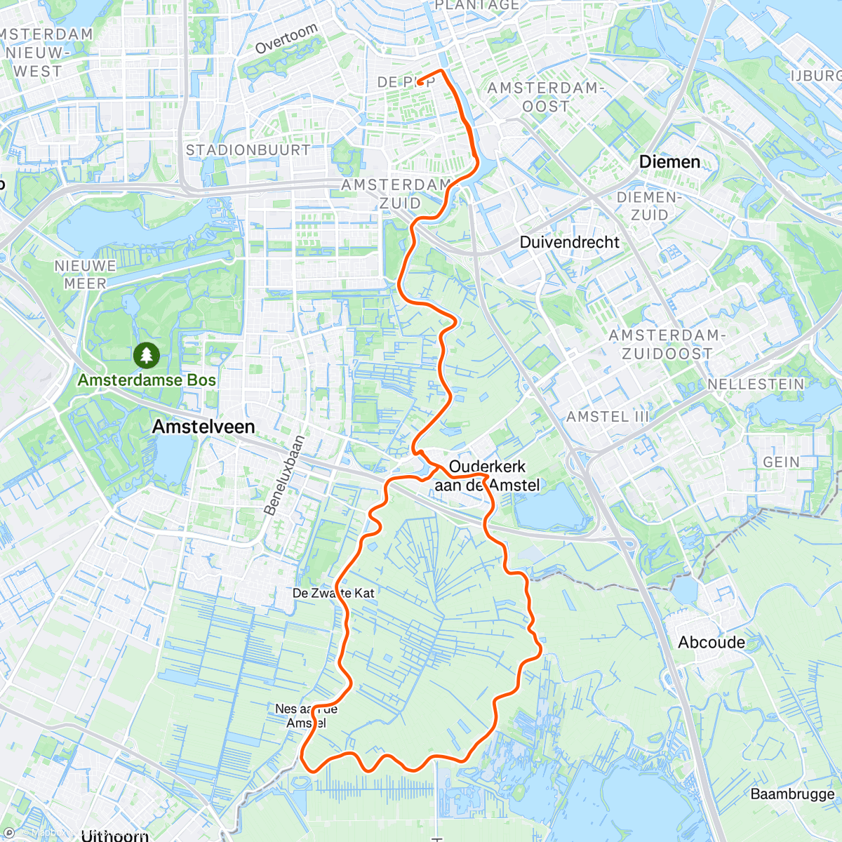 Map of the activity, ROUVY - Amsterdam Ronde Hoep