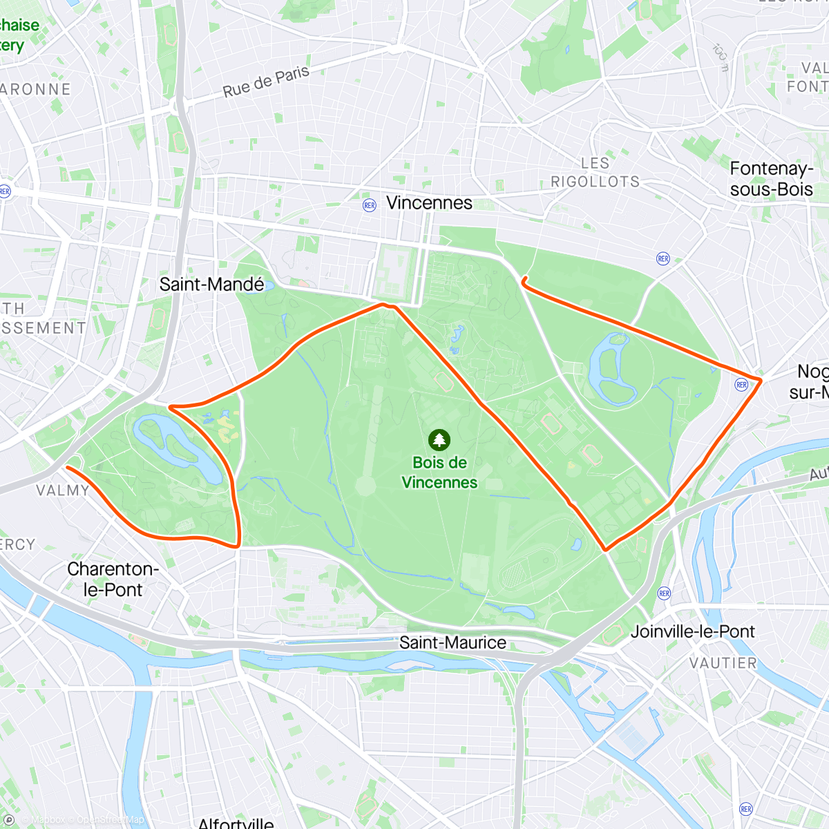 アクティビティ「Kinomap - 🚴 🇫🇷 Paris - Bois de Vincennes 🇫🇷 🚴」の地図
