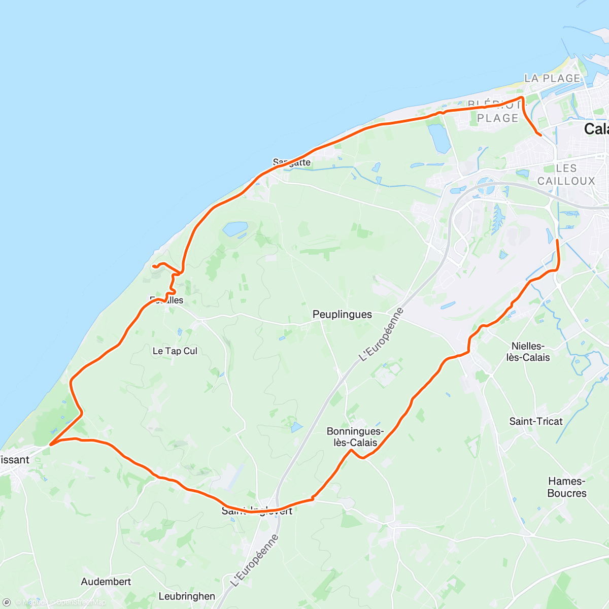 Map of the activity, Ciclismo pomeridiano