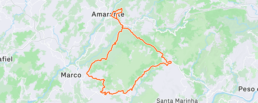 Map of the activity, Volta de bicicleta vespertina